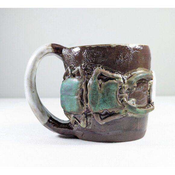 Handmade ceramic STAG BEETLES mug, large handmade ceramic coffee mug gift for - Picture 1 of 10